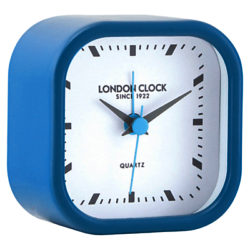 London Clock Company Metal Square Alarm Clock, Blue